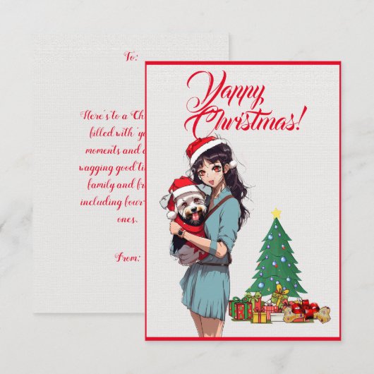 Aangepaste Schattigee Westie Dog Met Meisje Xmas K Bedankkaart (Voorkant / Achterkant)