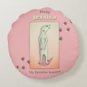 Aangepaste Schattigee Zachte Roze Perzik Meerkat B Rond Kussen (Achterkant)