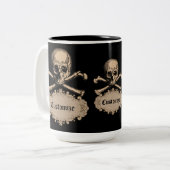 Aangepaste schedel en kruisgraten tweekleurige koffiemok (Voorkant links)