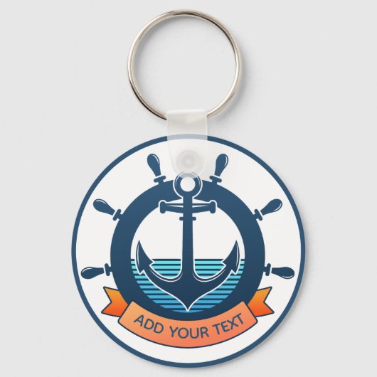 Aangepaste scheepsanker en oceaanliefhebber vakant sleutelhanger (Voorkant)