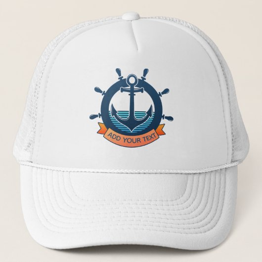 Aangepaste scheepsanker en oceaanliefhebber vakant trucker pet (Voorkant)