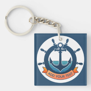 Aangepaste scheepsanker en vakantie voor oceaanlie sleutelhanger