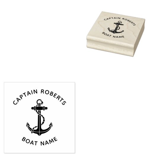 Aangepaste scheepsanker kapitein rubberstempel (Gestempeld)