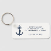 Aangepaste scheepsanker naam Navy Blauw Nautilus Sleutelhanger (Achterkant)