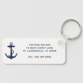 Aangepaste scheepsanker naam Navy Blauw Nautilus Sleutelhanger (Voorkant)