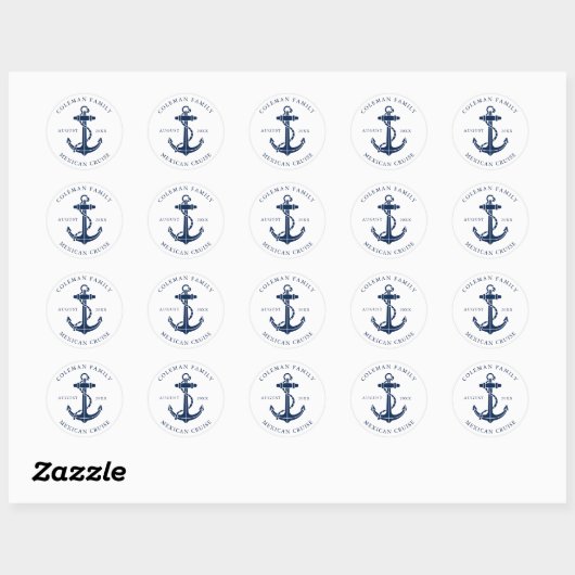 Aangepaste scheepsanker swag voor zeilers ronde sticker (Vel)