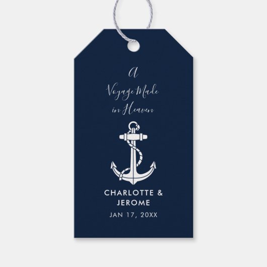 Aangepaste scheepsanker trouw Navy-blauw Cadeaulabel (Voorkant)
