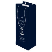 Aangepaste scheepsanker trouw Navy blauw Wijn Cadeautas (Achterkant Gekanteld)