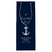 Aangepaste scheepsanker trouw Navy blauw Wijn Cadeautas (Achterkant)