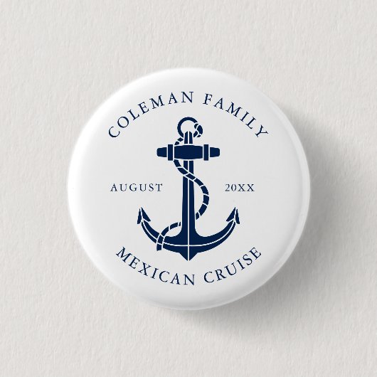 Aangepaste scheepsanker voor gezinscruiseschip ronde button 3,2 cm (Voorkant)