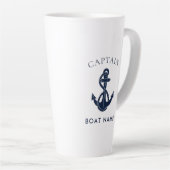 Aangepaste scheepskapitein bootanker marine latte mok (Rechterhoek)
