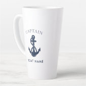 Aangepaste scheepskapitein bootanker marine latte mok (Linkerhoek)