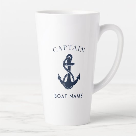Aangepaste scheepskapitein bootanker marine latte mok (Rechts)