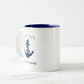 Aangepaste scheepskapitein bootanker marine tweekleurige koffiemok (Voorkant links)