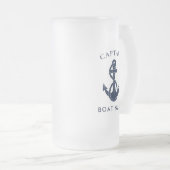 Aangepaste scheepskapitein marineblauwe bootanker matglas bierpul (Voorkant rechts)