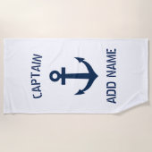 Aangepaste scheepskapitein nautische anker-badhand strandlaken (Voorkant)