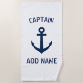 Aangepaste scheepskapitein nautische anker-badhand strandlaken (Voorkant)