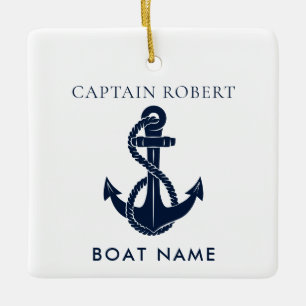 Aangepaste scheepvaart marineblauwe bootanker kapi keramisch ornament