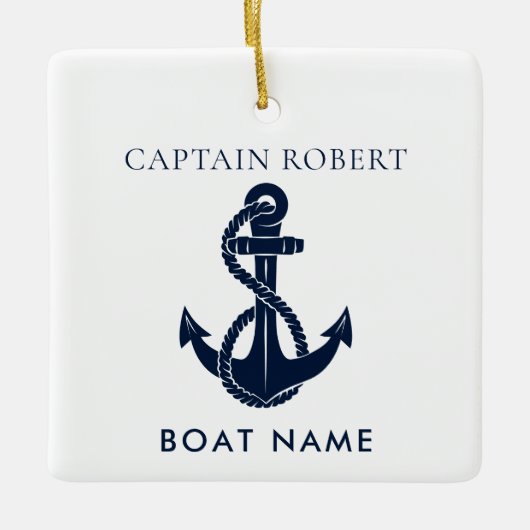 Aangepaste scheepvaart marineblauwe bootanker kapi keramisch ornament (Voorkant)