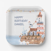 Aangepaste scheepvaart vuurtoren papieren bordje (Voorkant)