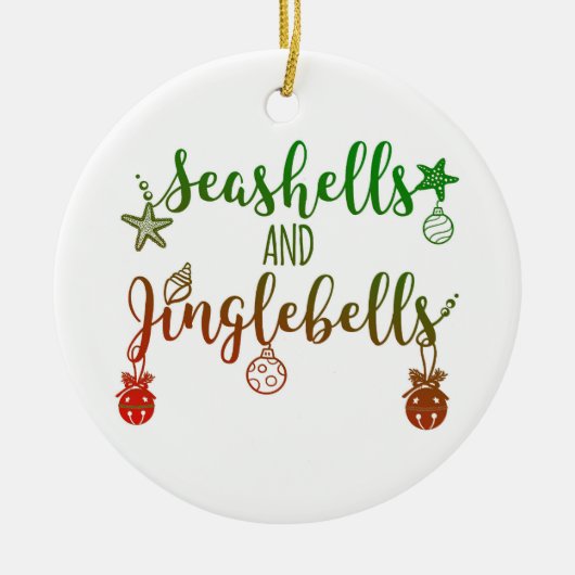aangepaste schelpen en belletjes keramisch ornament (Voorkant)