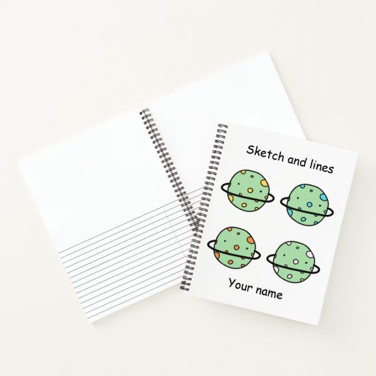 Aangepaste schets en lijnen cute universum kids gr notitieboek (Binnen)