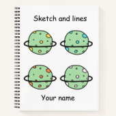 Aangepaste schets en lijnen cute universum kids gr notitieboek (Voorkant)