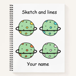 Aangepaste schets en lijnen cute universum kids gr notitieboek