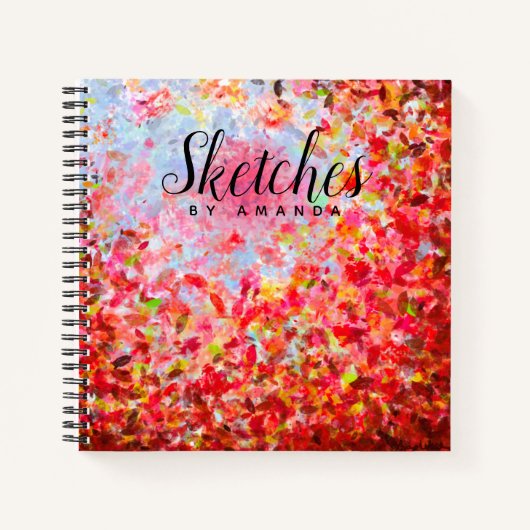 Aangepaste schetsen Abstract najaar Leaves Sky Notitieboek (Voorkant)
