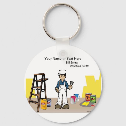 Aangepaste schilder - Mannelijke Cartoon Sleutelhanger (Voorkant)