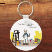 Aangepaste schilder - Mannelijke Cartoon Sleutelhanger (Voorkant)