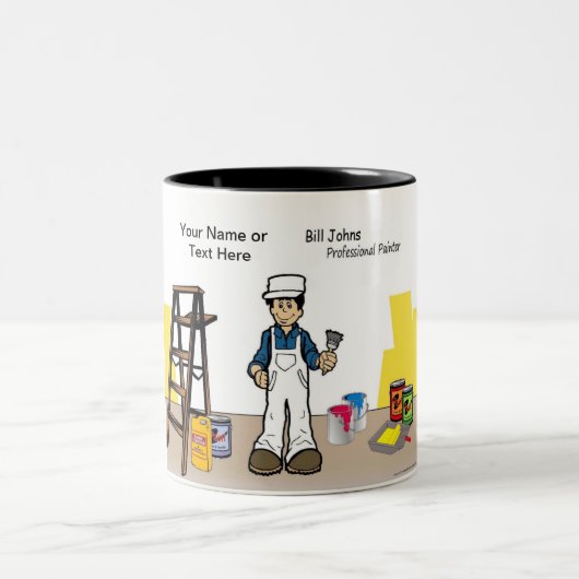 Aangepaste schilder - Mannelijke Cartoon Tweekleurige Koffiemok (Center)
