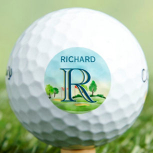 Aangepaste Schilderachtig monogram Voornaam Golfballen