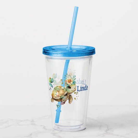 Aangepaste schildpad acryl drinkbeker (Achterkant)