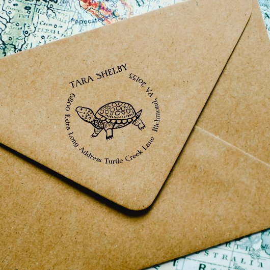 Aangepaste Schildpad Extra Lange Retouradres Rubberstempel