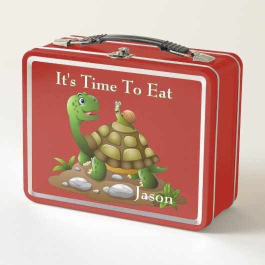 Aangepaste Schildpad Het Is Tijd Om Metalen Lunchb (Voorkant)