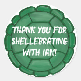 Aangepaste Schildpad Shell Boy Verjaardag Dank u Ronde Sticker