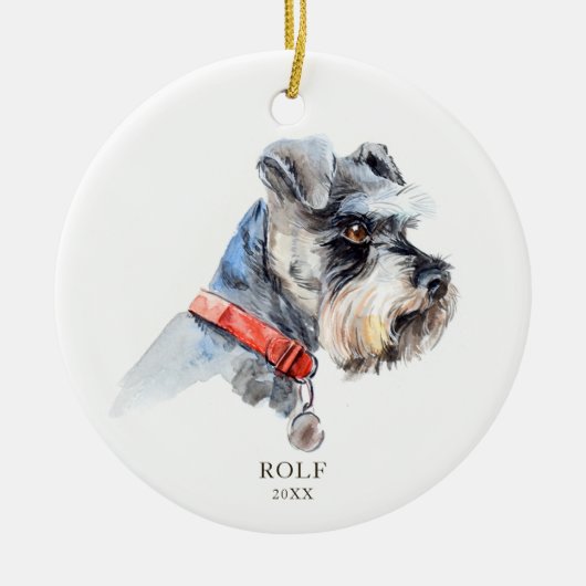 Aangepaste Schnauzer Illustratie Dog Pet Custom Keramisch Ornament (Voorkant)