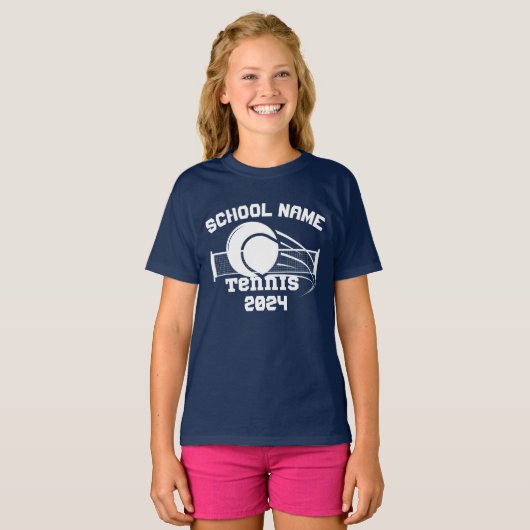 Aangepaste scholen sport tennis team t-shirt (Voorkant volledig)