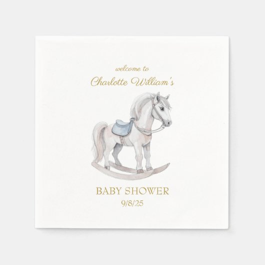 Aangepaste Schommelpaard Baby Borrel Servet (Voorkant)