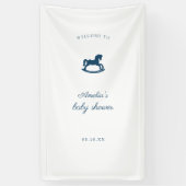 Aangepaste schommelpaard baby shower spandoek (Verticaal)