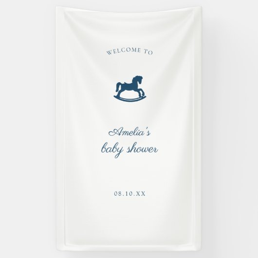 Aangepaste schommelpaard baby shower spandoek (Verticaal)