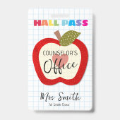 Aangepaste school-hallpass Apple-koordje Badge (Achterkant)