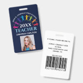 Aangepaste school leraar leuke regenboog naam bar  badge (Voor- en achterkant)