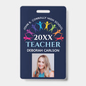Aangepaste school leraar leuke regenboog naam bar  badge (Voorzijde)
