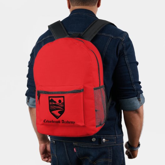 Aangepaste School Naam & Embleem Heldere Rode Rugz Bedrukte Rugzak (Insitu (model))
