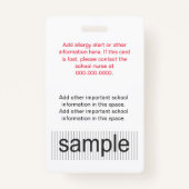 Aangepaste school Verpleegkundige Personeel Identi Badge (Achterkant)