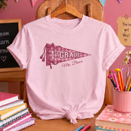 Aangepaste school vlag 1e leerjaar Onderwijzers na T-shirt