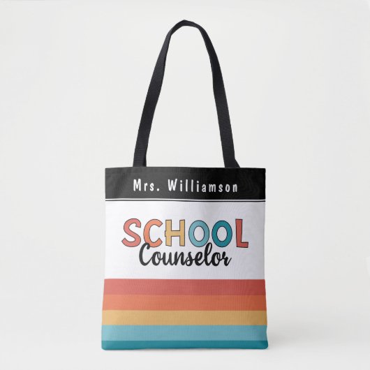 Aangepaste schoolbegeleider Retro counselor Tote Bag (Voorkant)