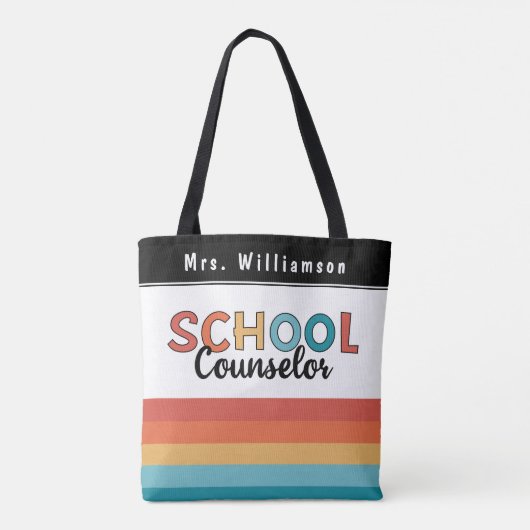 Aangepaste schoolbegeleider Retro counselor Tote Bag (Achterkant)